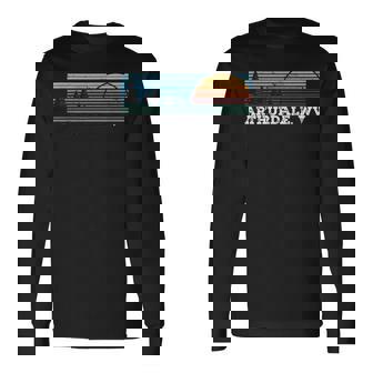 Retro Sunset Stripes Arthurdale West Virginia Long Sleeve T-Shirt | Mazezy