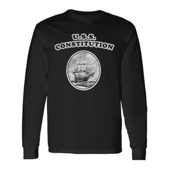 Retro Uss Constitution By Turbo Volcano Long Sleeve T-Shirt | Mazezy