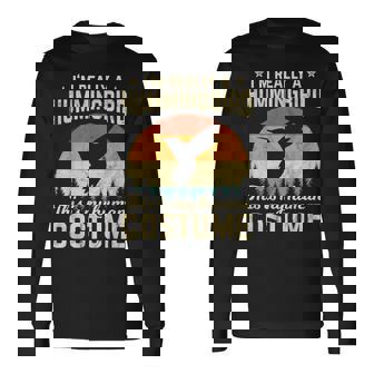 Retro Vintage Silhouette Hummingbird Halloween Costume 70S 70S Vintage Long Sleeve T-Shirt T-Shirt | Mazezy