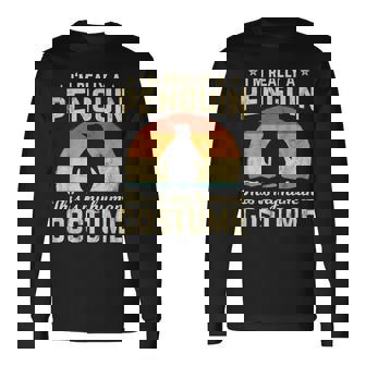 Retro Vintage Silhouette Penguin Halloween Costume 70S 70S Vintage Long Sleeve T-Shirt T-Shirt | Mazezy