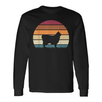 Retro Vintage Sunset Kitten Feline Pet Owyhee Bob Cat Long Sleeve T-Shirt | Mazezy