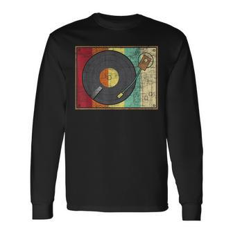 Retro Vintage Vinyl Record Player Turntable Music Lover Vinyl Long Sleeve T-Shirt T-Shirt | Mazezy CA