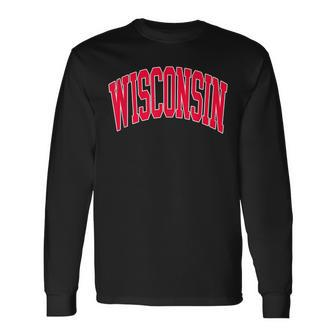Retro Vintage Wisconsin State Distressed Souvenir Long Sleeve - Seseable