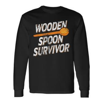 Retro Vintage Wooden Spoon Survivor Long Sleeve T-Shirt - Seseable