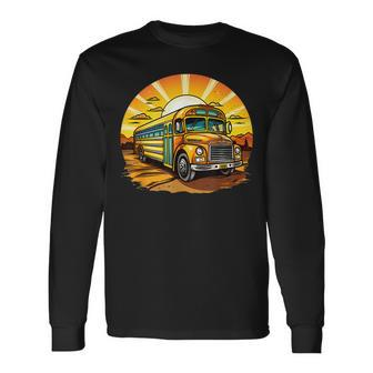 Retro Yellow School Bus Cool Professional Driver Student Long Sleeve - Monsterry UK