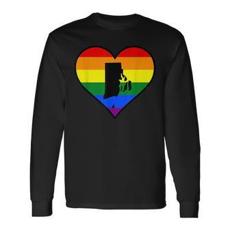 Rhode Island Gay Pride Heart Long Sleeve T-Shirt T-Shirt | Mazezy