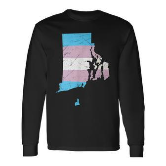 Rhode Island Transgender Pride Flag Long Sleeve T-Shirt T-Shirt | Mazezy