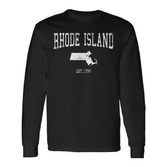 Rhode Island Vintage Sports Ri Long Sleeve T-Shirt T-Shirt | Mazezy