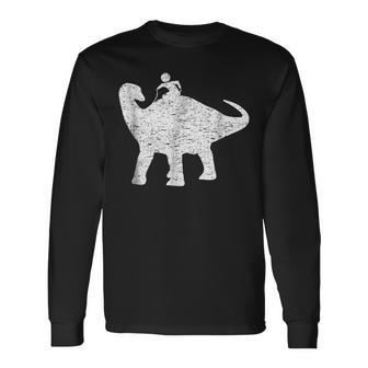 Riding Dinosaur Cute Dino Dinosaur Long Sleeve T-Shirt | Mazezy