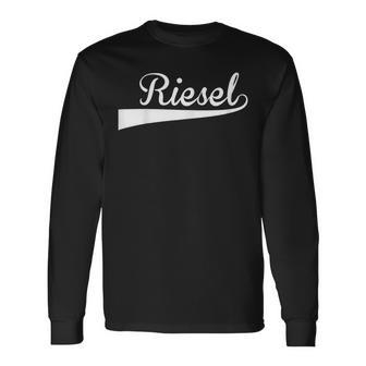 Riesel Baseball Vintage Retro Font Long Sleeve T-Shirt | Mazezy