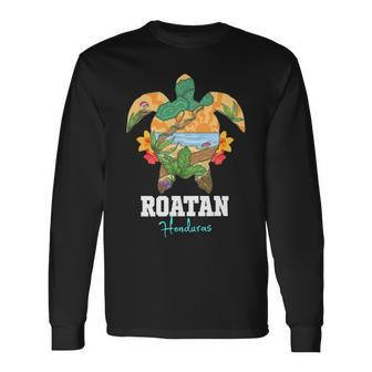 Roatan Bay Islands Honduras Turtle Souvenir Long Sleeve T-Shirt - Monsterry DE