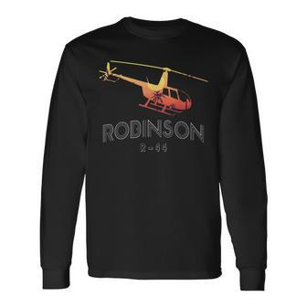 Robinson R44 Helicopter Helo Aviation Aviator Pilot Long Sleeve T-Shirt | Mazezy