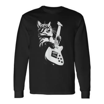 Rock Cat Playing Guitar Guitar Cat Long Sleeve - Seseable