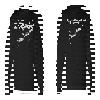 I Rock Keyboard Musical Notes Long Sleeve T-Shirt | Mazezy