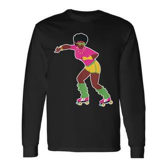 Roller Skating Derby 70S 80S Skater Afro Girl Long Sleeve T-Shirt T-Shirt | Mazezy UK