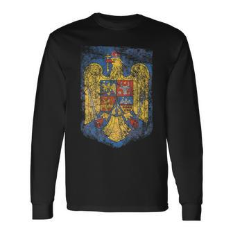 Romanian Pride Coat Of Arms Of Romania Heritage Celtic Long Sleeve T-Shirt T-Shirt | Mazezy UK
