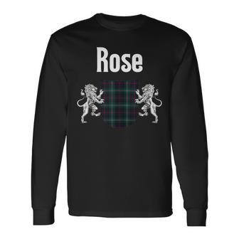 Rose Clan Scottish Name Coat Of Arms Tartan Long Sleeve T-Shirt | Mazezy