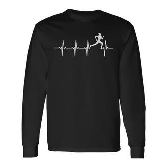 Running Heartbeat For Runners & Joggers Long Sleeve T-Shirt | Mazezy