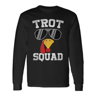 Running Turkey Sunglasses Trot Squad Thanksgiving Long Sleeve T-Shirt | Mazezy
