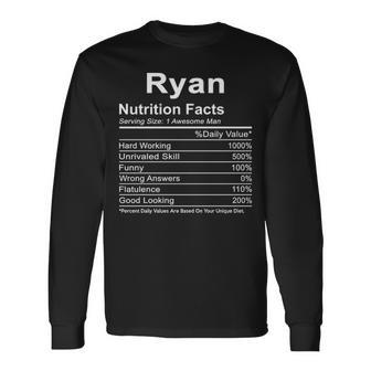 Ryan Name Ryan Nutrition Facts V2 Long Sleeve T-Shirt - Seseable