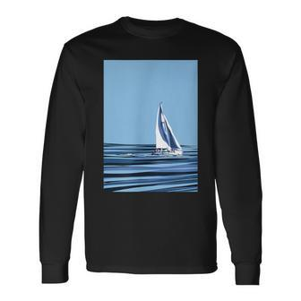 Sailboat With Background Long Sleeve T-Shirt | Mazezy