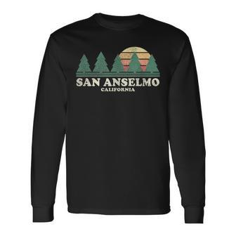 San Anselmo Ca Vintage Throwback Retro 70S Long Sleeve T-Shirt | Mazezy