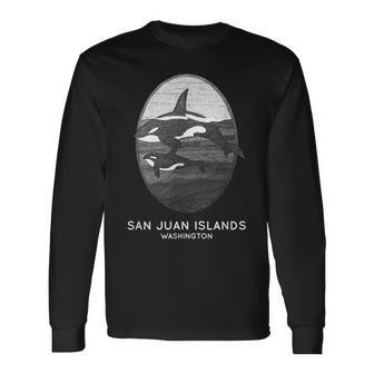 San Juan Islands Washington Orca Whale Souvenir Long Sleeve T-Shirt | Mazezy