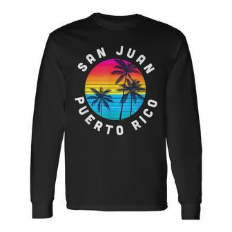 San Juan Puerto Rico Vacation Souvenir Sunset Beach Long Sleeve T-Shirt - Seseable