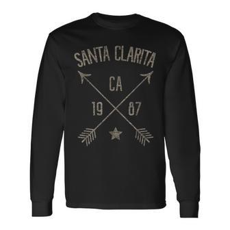 Santa Clarita Ca Vintage Distressed Style Home City Long Sleeve T-Shirt | Mazezy