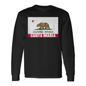 Santa Maria California Distressed Ca Republic Flag Long Sleeve T-Shirt | Mazezy