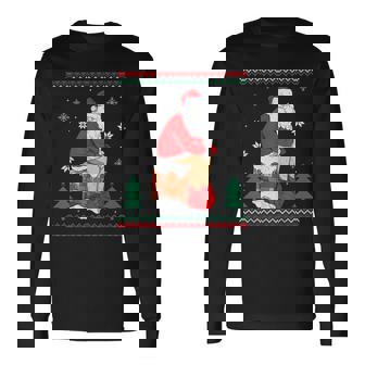 Santa Pooping Down The Chimney Ugly Sweater Christmas Long Sleeve T-Shirt | Mazezy