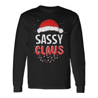 Sassy Santa Claus Christmas Matching Costume Long Sleeve T-Shirt - Seseable
