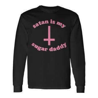 Satan Is My Sugar Daddy Halloween Aesthetic Vintage Halloween Long Sleeve T-Shirt T-Shirt | Mazezy