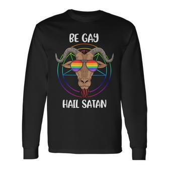 Satanism Lgbt Satan Gay Pride Homosexual Baphomet Long Sleeve T-Shirt | Mazezy