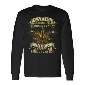 Sativa To Change The Things I Can Indica Cannabis Weed Leaf Long Sleeve T-Shirt - Seseable