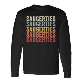 Saugerties New York Saugerties Ny Retro Vintage Text Long Sleeve T-Shirt | Mazezy
