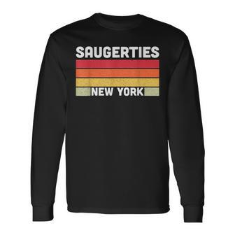 Saugerties Ny New York City Home Roots Retro 80S Long Sleeve T-Shirt | Mazezy
