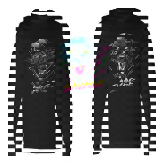 Savage Panther Synthwave Style Long Sleeve T-Shirt - Thegiftio
