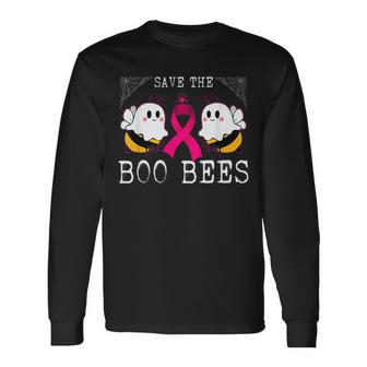 Save The Boobees Boo Bees Breast Cancer Halloween Long Sleeve T-Shirt - Seseable