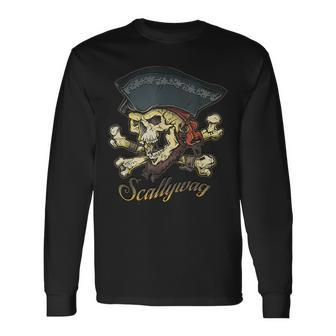 Scallywag Pirate Skull And Crossbones Jolly Roger Jolly Roger Long Sleeve T-Shirt | Mazezy AU