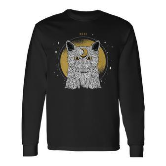 Scary Creepy Hairy Kitty Moon Astrology Long Sleeve T-Shirt T-Shirt | Mazezy
