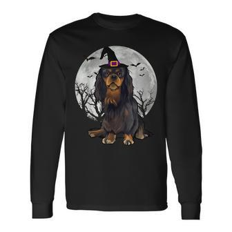 Scary English Toy Spaniel Dog Witch Hat Halloween Long Sleeve T-Shirt T-Shirt | Mazezy