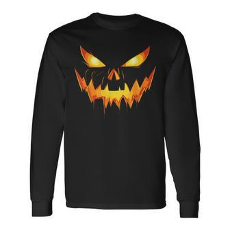 Scary Spooky Jack O Lantern Face Pumpkin Boys Halloween Long Sleeve - Monsterry AU