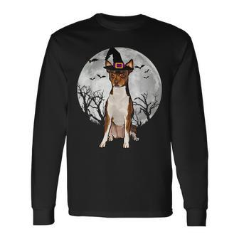 Scary Toy Fox Terrier Dog Witch Hat Halloween Long Sleeve T-Shirt T-Shirt | Mazezy