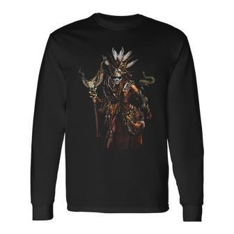 Scary Voodoo Queen Witch Doctor Creepy Horror Skulls Creepy Long Sleeve T-Shirt | Mazezy