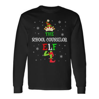 The School Counselor Elf Christmas Elf Matching Family Group Long Sleeve T-Shirt - Seseable