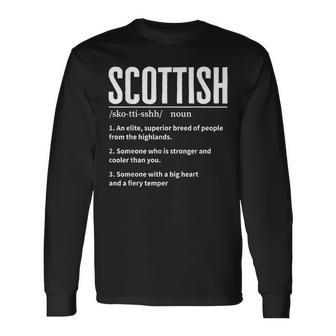 Scottish Definition Scottish & Scotland Heritage Long Sleeve T-Shirt | Mazezy