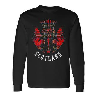 Scottish Tartan Thistle Scots Emblem Of Scotland Long Sleeve - Monsterry