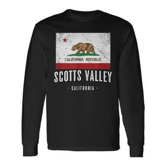 Scotts Valley California Cali City Souvenir Ca Flag Long Sleeve T-Shirt | Mazezy