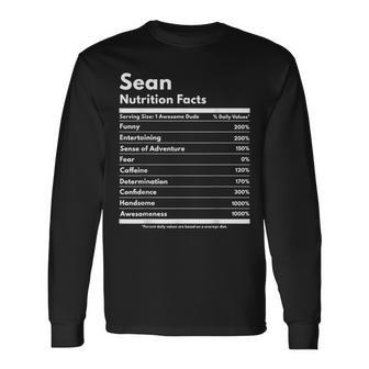 Sean Nutrition Facts Personalized Name Sean Long Sleeve T-Shirt T-Shirt | Mazezy CA